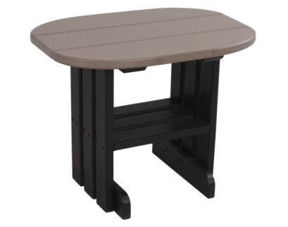 Amish Outdoors Deluxe Weatherwood/Black Oval End Table