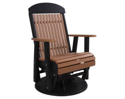 Amish Outdoors Classic High-Back Cedar/Black Adirondack Swivel Glider Chair