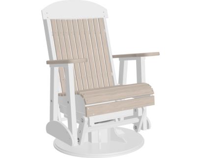 Amish Outdoors Classic High-Back Birch/White Adirondack Swivel Glider Chair