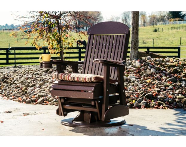 Amish Outdoors Classic High-Back Birch/White Adirondack Swivel Glider Chair large image number 2