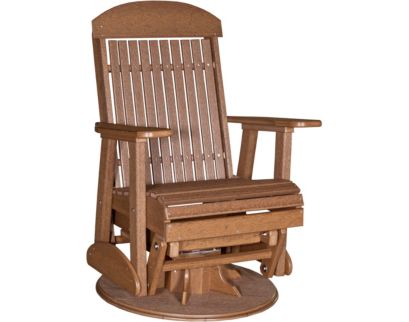 Amish Outdoors Classic High-Back Antique Mahogany Adirondack Swivel Glider Chair