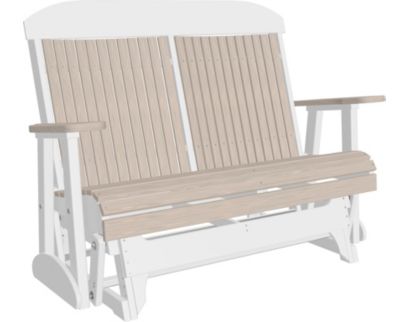 Amish Outdoors Classic High-Back Birch/White Adirondack Glider Loveseat