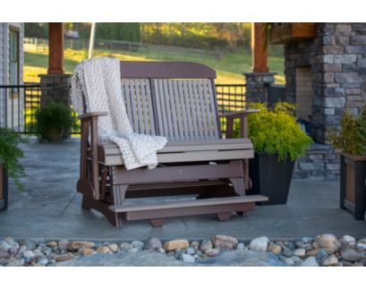 Amish Outdoors Classic High-Back Birch/White Adirondack Glider Loveseat