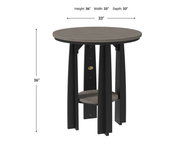 Amish Outdoors Coastal Gray/Black Round Balcony Dining Table large image number 2