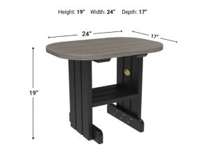 Amish Outdoors Deluxe Coastal Gray/Black Oval End Table