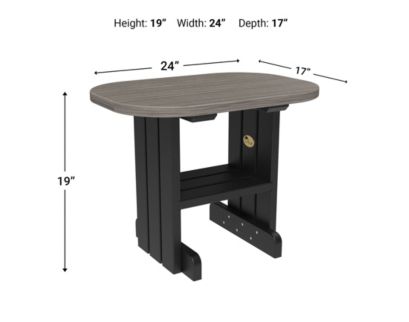 Amish Outdoors Deluxe Coastal Gray/Black Oval End Table