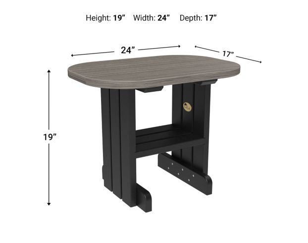 Amish Outdoors Deluxe Coastal Gray/Black Oval End Table large image number 2