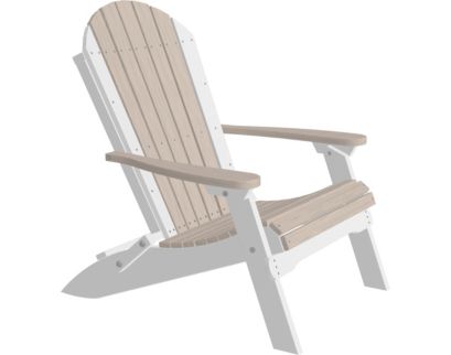 Amish Outdoors Birch/White Folding Adirondack Chair