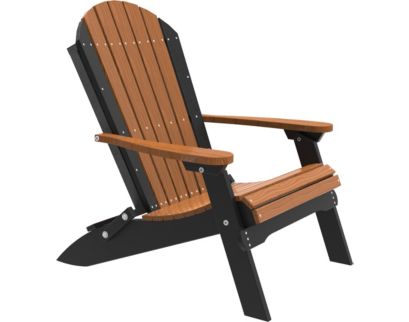 Amish Outdoors Antique Mahogany/Black Folding Adirondack Chair