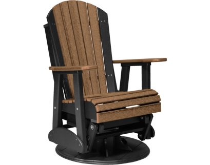 Amish Outdoors Mahogany/Black Adirondack Swivel Glider Chair