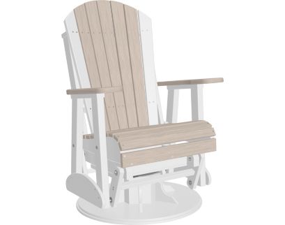 Amish Outdoors Birch/White Adirondack Swivel Glider Chair