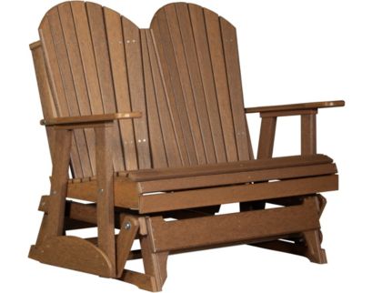 Amish Outdoors Deluxe Antique Mahogany Adirondack Glider Loveseat