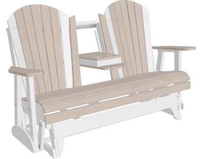 Amish Outdoors Deluxe Birch/White Adirondack Glider Sofa with Console