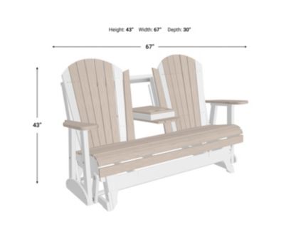 Amish Outdoors Deluxe Birch/White Adirondack Glider Sofa with Console