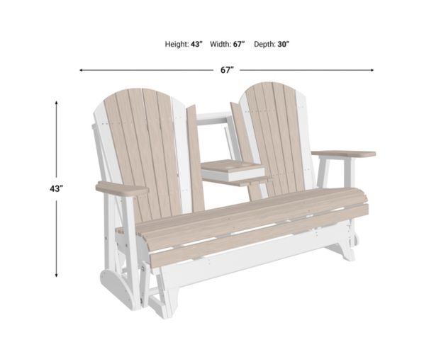 Amish Outdoors Deluxe Birch/White Adirondack Glider Sofa with Console large image number 2