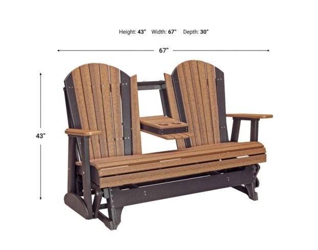 Amish Outdoors Deluxe Antique Mahogany/Black Adirondack Glider Sofa with Console large image number 2