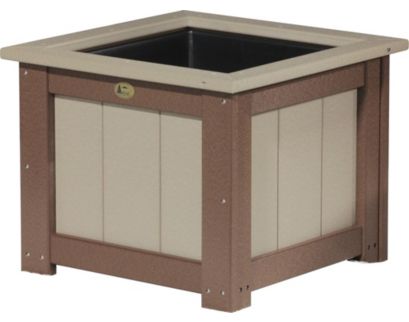 Amish Outdoors Luxcraft Weatherwood/Chestnut 24-Inch Square Planter