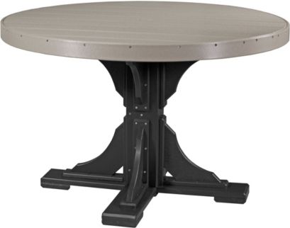 Amish Outdoors Weatherwood and Black 4-Foot Round Dining Table