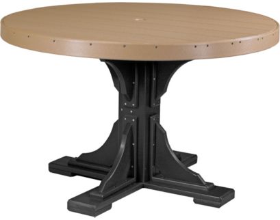 Amish Outdoors Cedar and Black 4-Foot Round Dining Table