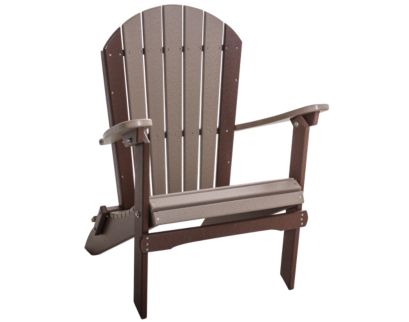 Amish Outdoors Weatherwood/Chestnut Folding Adirondack Chair