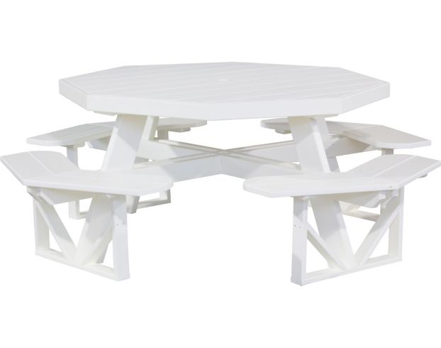 Amish Outdoors White Octangonal Picnic Table large image number 1