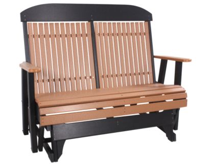 Amish Outdoors Classic High-Back Cedar/Black Adirondack Glider Loveseat