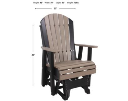 Amish Outdoors Deluxe Weatherwood/Black Adirondack Glider Chair