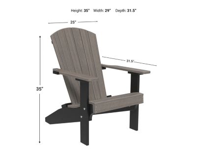 Amish Outdoors Lakeside Coastal Gray/Black Adirondack Chair