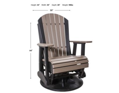 Amish Outdoors Weatherwood/Black Adirondack Swivel Glider Chair