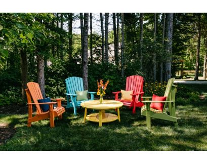 Amish Outdoors Deluxe Tangerine Round Adirondack Coffee Table