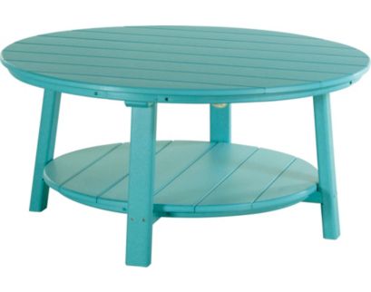 Amish Outdoors Deluxe Aruba Blue Round Adirondack Coffee Table