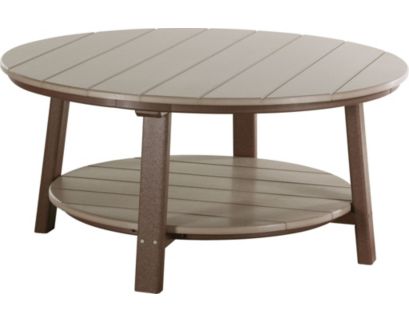 Amish Outdoors Deluxe Weatherwood/Chestnut Round Adirondack Coffee Table