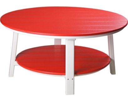 Amish Outdoors Deluxe Red/White Round Adirondack Coffee Table