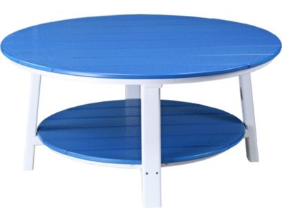 Amish Outdoors Deluxe Blue/White Round Adirondack Coffee Table