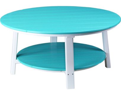 Amish Outdoors Deluxe Aruba/White Round Adirondack Coffee Table