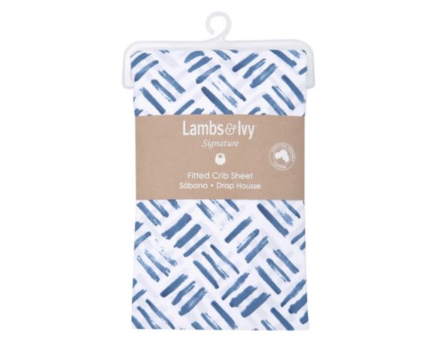 Lambs & Ivy Signature Crosshatch Navy Fitted Crib Sheet large image number 1