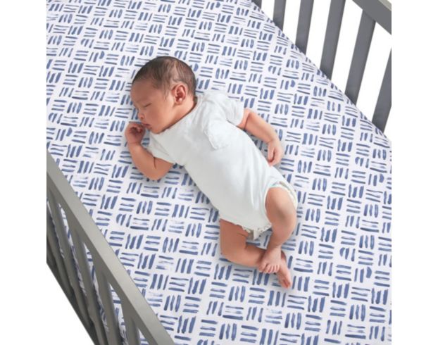 Lambs & Ivy Signature Crosshatch Navy Fitted Crib Sheet large image number 3
