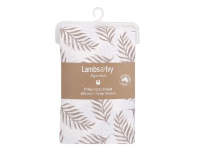 Lambs & Ivy Signature Taupe Leaves Fitted Crib Sheet