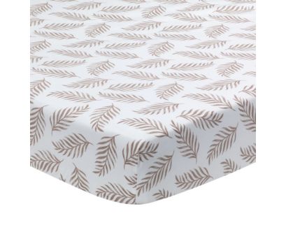 Lambs & Ivy Signature Taupe Leaves Fitted Crib Sheet