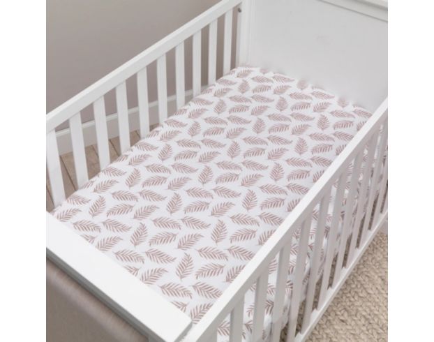 Lambs & Ivy Signature Taupe Leaves Fitted Crib Sheet large image number 3