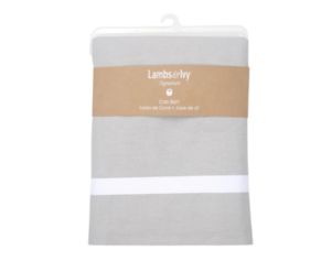 Lambs & Ivy Gray Linen Crib Skirt with White Stripe