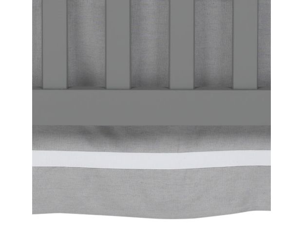 Lambs & Ivy Gray Linen Crib Skirt with White Stripe large image number 3