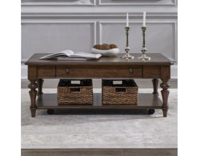 Liberty Furniture Industries, Inc. Arden Road Satin Cherry Rectangular Coffee Table