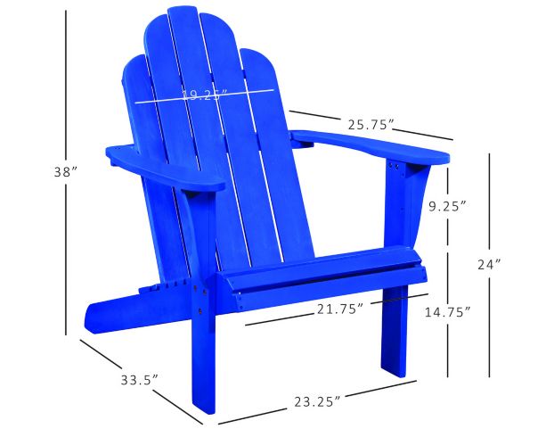 Linon Linon Outdoor Adirondack Blue Chair large image number 4