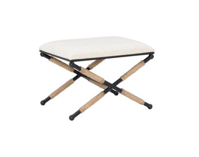 Linon Campaign Linen Accent Stool