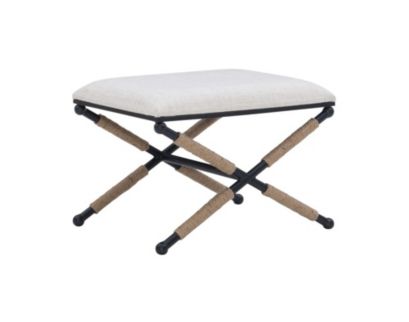 Linon Campaign Linen Accent Stool