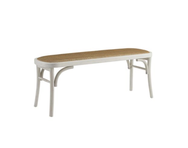 Linon Hyde White Rattan Bench large image number 1
