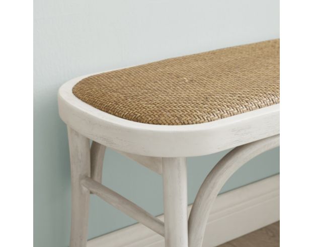 Linon Hyde White Rattan Bench large image number 3