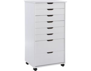 Linon Rudy White 8 Drawer Rolling Cart