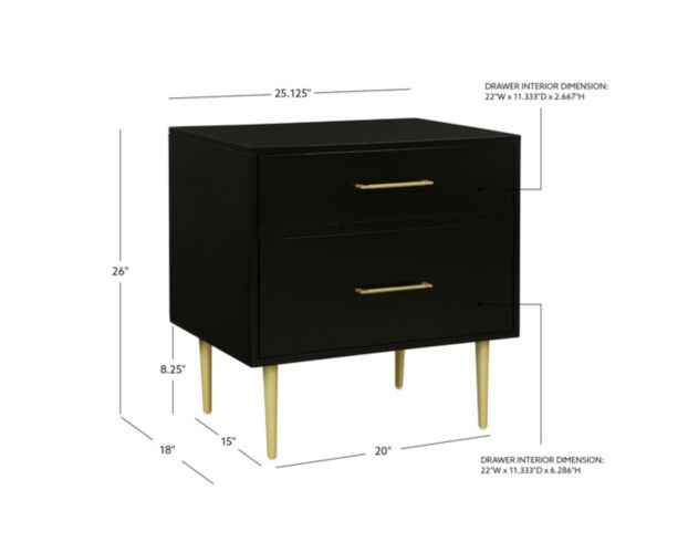 Linon Glam Black Nightstand large image number 5